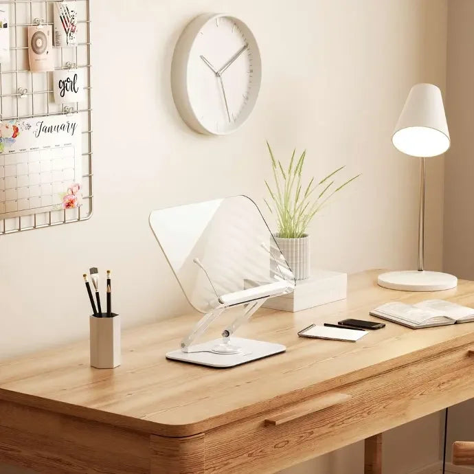 Porodo Transparent 360% Rotatable and Angle Adjustable Tablet Stand - White - Tashqila Porodo Transparent 360% Rotatable and Angle Adjustable Tablet Stand - White - Tashqila